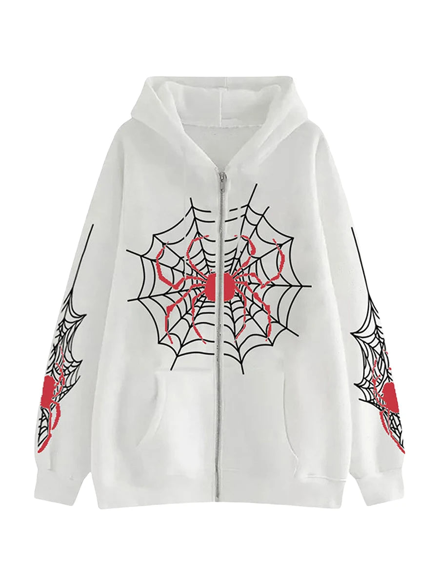 Spider Web Zipper Hoodie