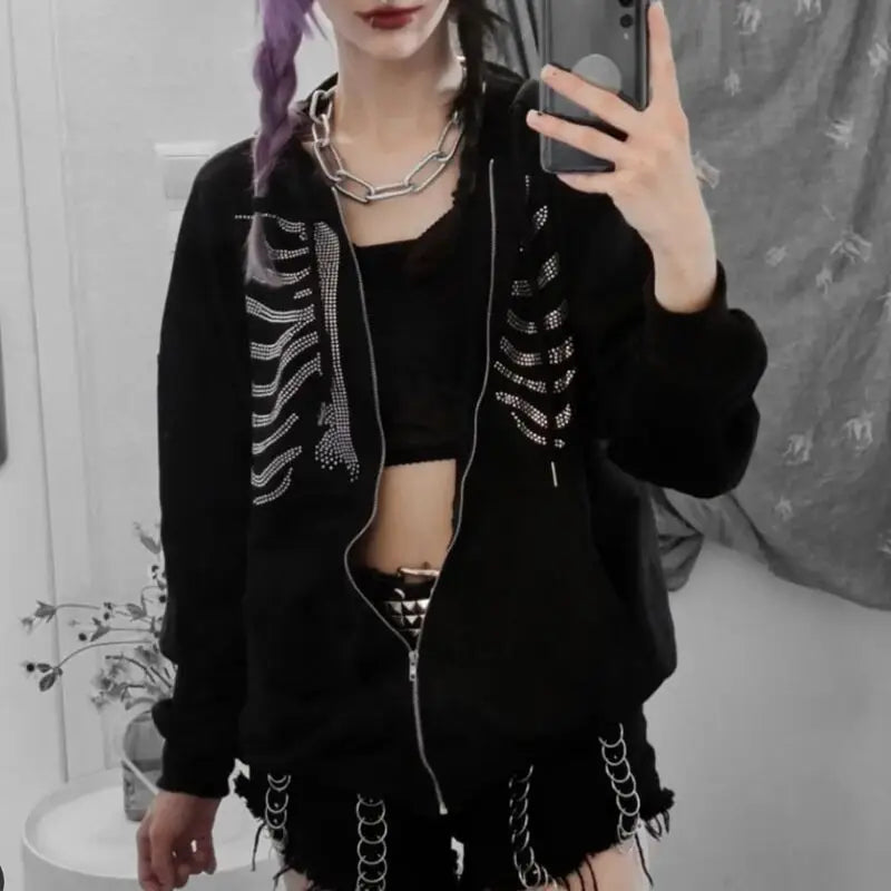 Skeleton Zip Up Hoodie