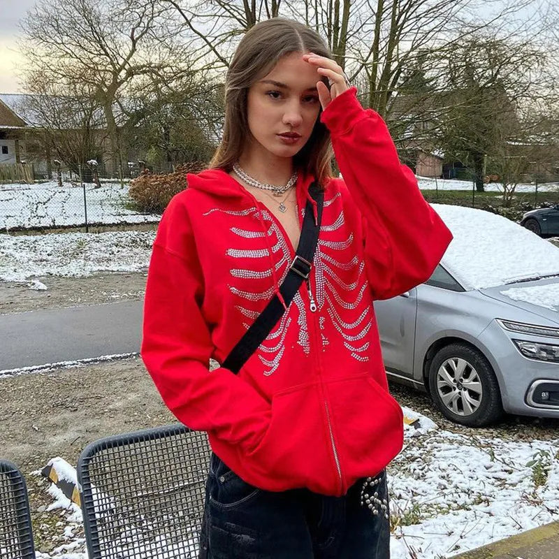 Skeleton Zip Up Hoodie