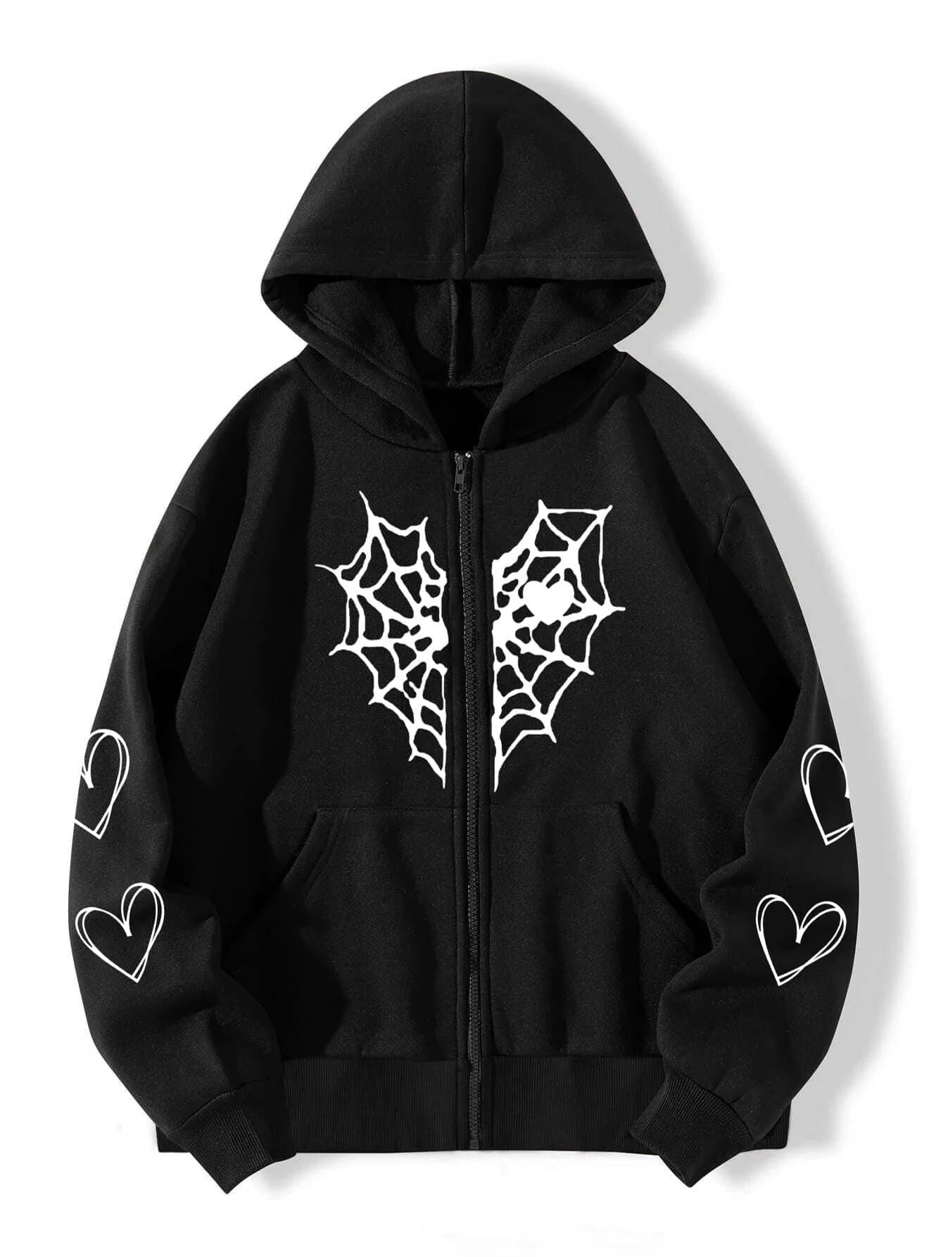 Spider Web Zip Up Hoodie