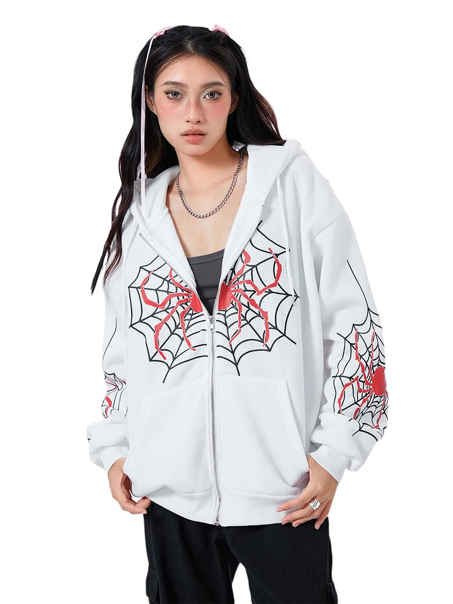 Spider Web Zipper Hoodie