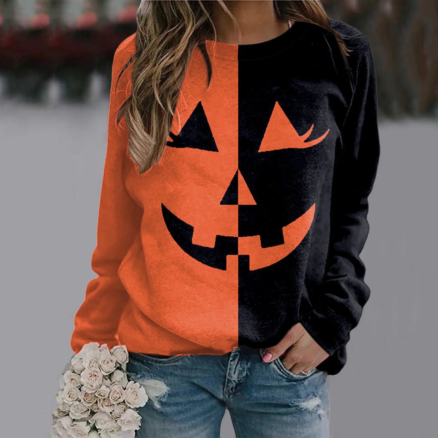 Jack o Lantern Sweatshirt Women's