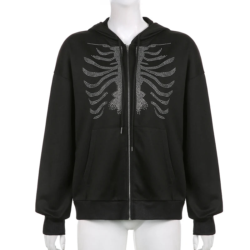 Skeleton Zip Up Hoodie
