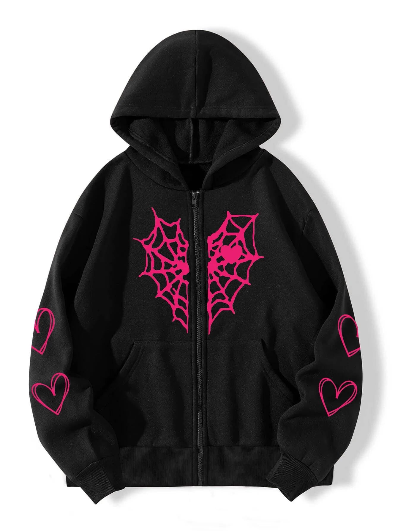 Spider Web Zip Up Hoodie