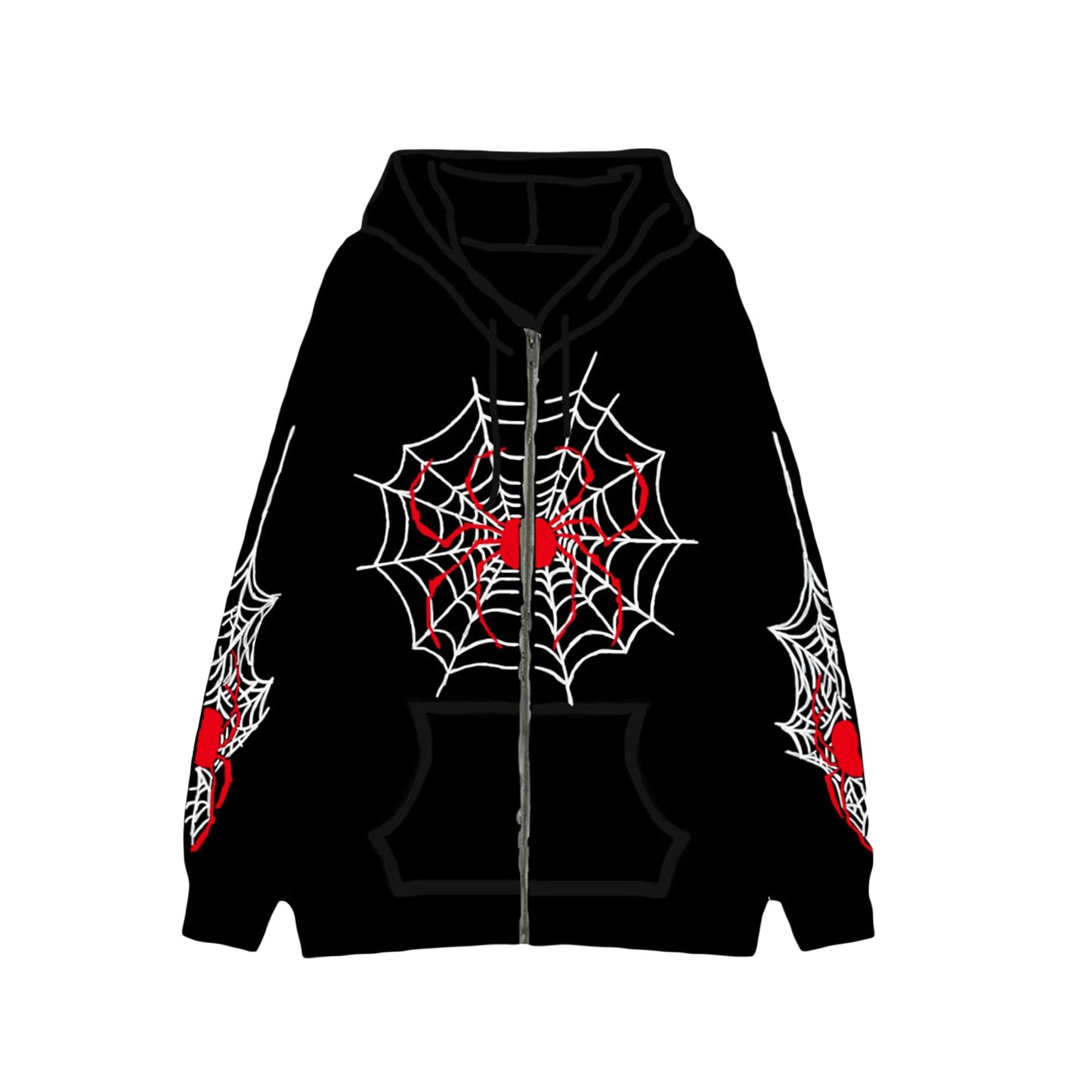Spider Web Zipper Hoodie