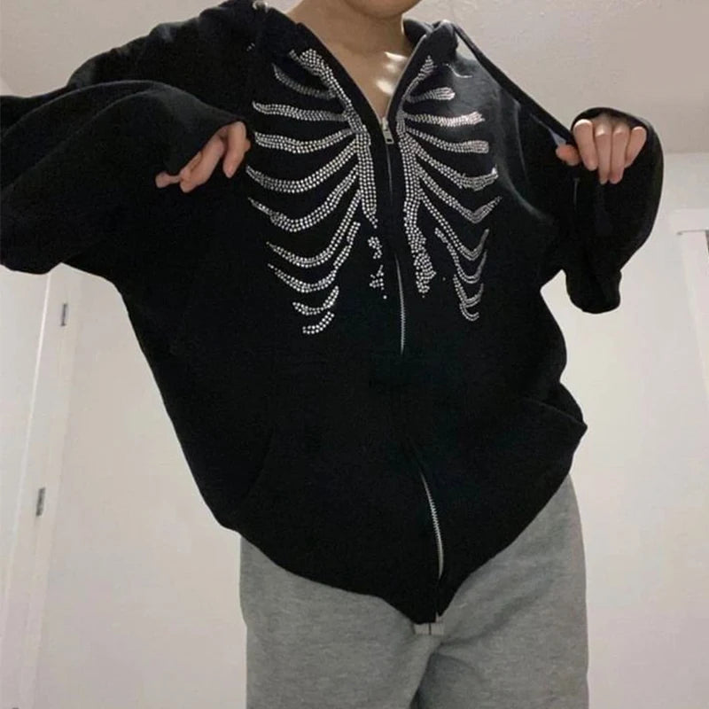 Skeleton Zip Up Hoodie