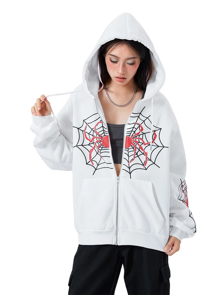Spider Web Zipper Hoodie
