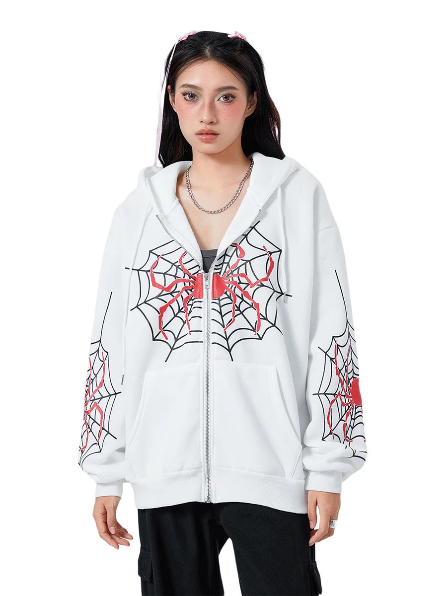 Spider Web Zipper Hoodie