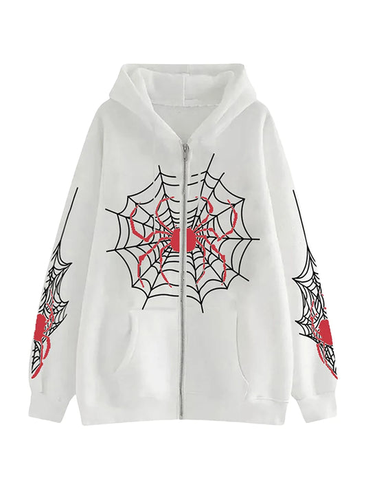 Spider Web Zipper Hoodie