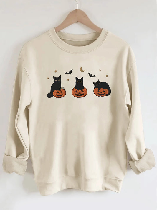 Halloween Black Cat Design Sweatshirt