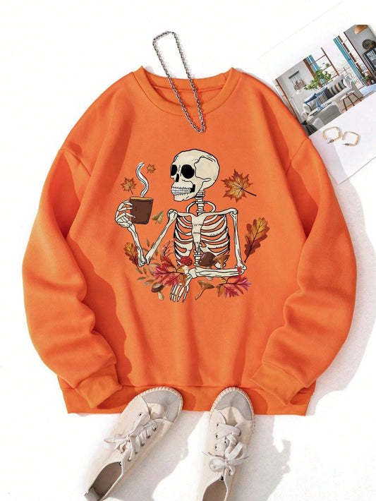 Skeleton Drinking Coffee Sweatshirt